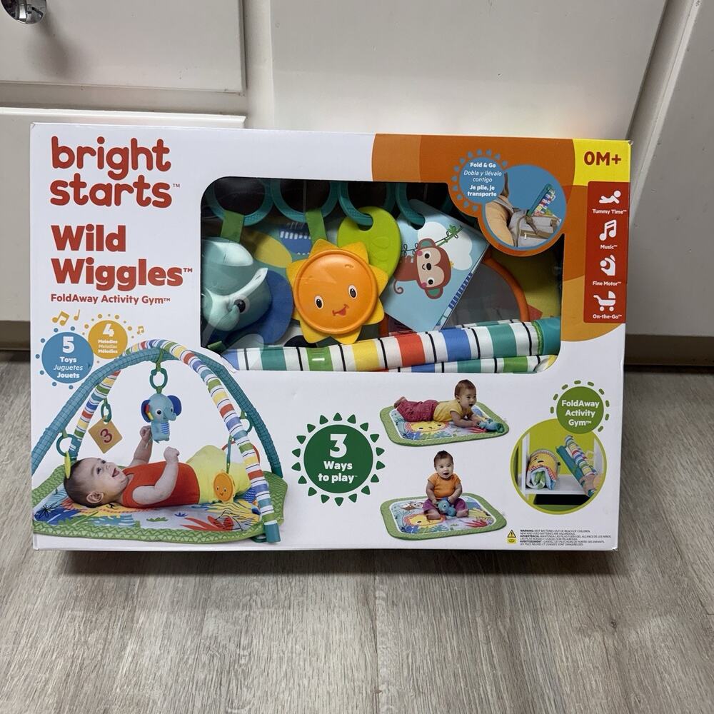 Bright Starts Wild Wiggles Baby Activity Gym & Play Mat (Green) NIB